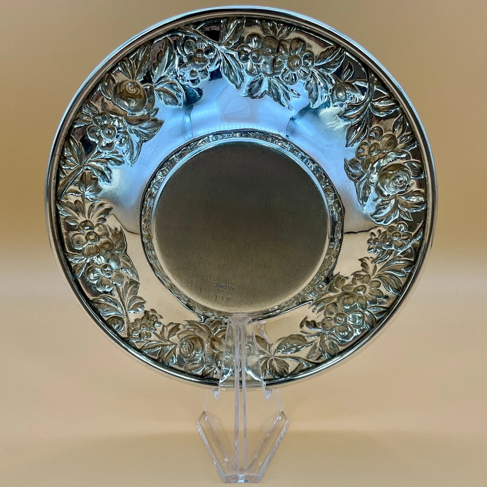 Antiguo plato de caramelo floral de plata esterlina de principios del siglo XX Kirk & Son Foto 4 de 4