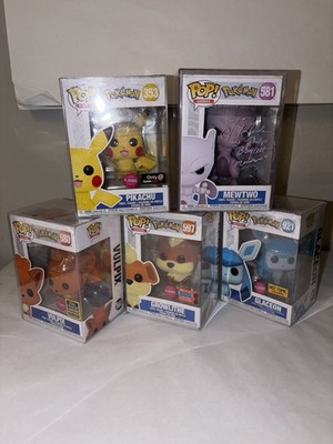 Funko Pop! Pokémon Games Lot Pikachu Mewtwo Vulpix Glaceon Flocked Auto