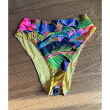 NWT Aerie High Cut Cheeky Bikini Bottom Tropical Palm Print Size Large