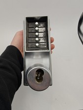 Mechanical Keypad Lockset Commercial Door Self Closing Silver Polished Metal