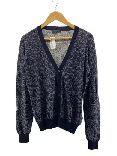 PRADA/Cardigan (Thin)/Size 48/Wool/Black/All-Over Print/UMC734 S122 1EW3