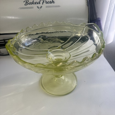 #ad Rose Sprig #86 Circa 1886 Campbell And Co. Canary Vaseline Uranium Bowl RARE $169.99