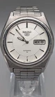 Vintage Seiko 5 7009-8760 Automatic FR-ENG Day Date Silver Dial Watch Working