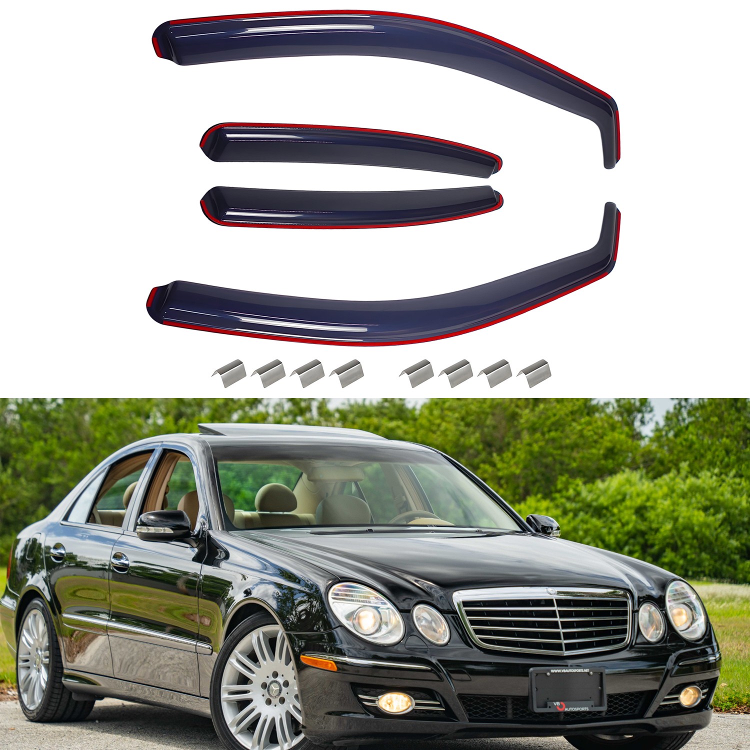 Mercedes E Class W211 2002-2009 4 Door Saloon Wind Deflectors Visors