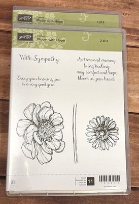 NIP STAMPIN' UP! 133952 1 & 2 BLOOM WITH HOPE RUBBER CLEAR MOUNTED STAMP SET