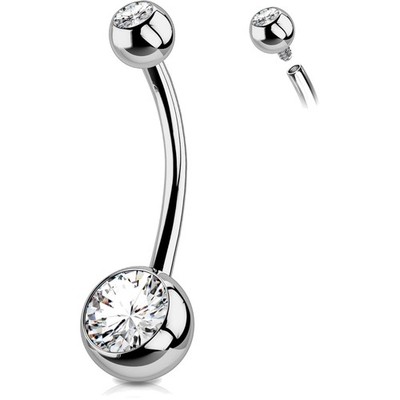 Bauchnabelpiercing Titan, 14G, 14mm, CZ, lang, kurz, Belly Button Schmuck