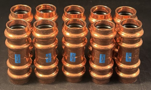 Lot Of 10 RP10157 Streamline Press Fitting, 3/4"OD, Coupling W/ Stop, ACR Copper
