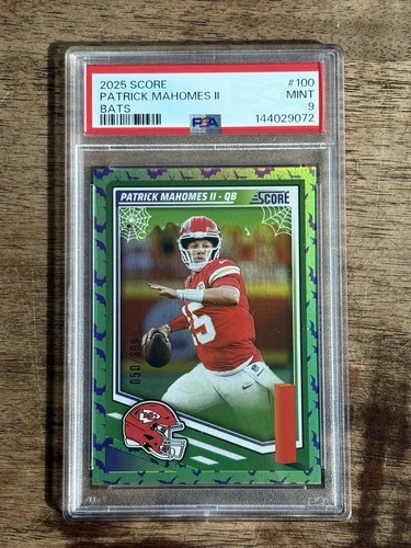 2025 PANINI SCORE PATRICK MAHOMES II # 100 BATS - 50/399 - PSA 9 MINT - POP 2