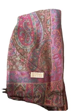 shaw/scarf 100% CASHMERE Polka Multicolor Fringed 68 X 28 Stunning C1