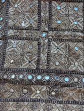 one  hand embriorderd cushion covers mirrior work embriodery on blackish cotton