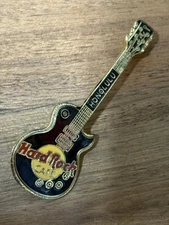 HONOLULU HAWAII🎸Hard Rock CAFE®HRC PIN✅ BLACK GUITAR YELLOW LOGO🎸RED LETTERS🎗
