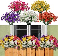 15 Bundles Artificial Flowers Outdoor UV Resistant Fake Silk Plants Plastic Faux