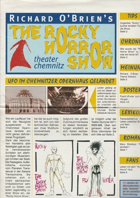 Programmheft Richard O'Brien´s THE ROCKY HORROR SHOW Chemnitz 1988