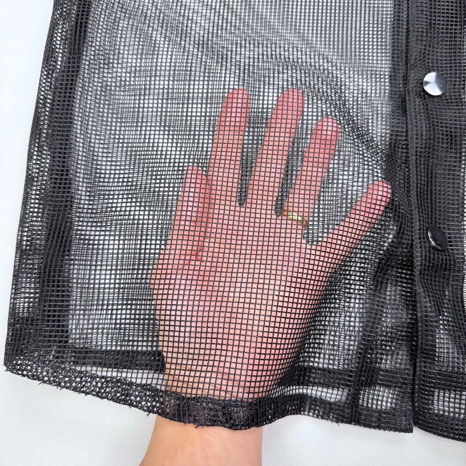 ZARA Mesh Shirt Mens Size S-M  See Through Black Sheer Button Up Oversized Top - Image 2 of 4