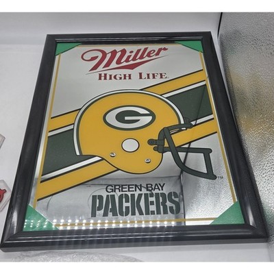 Rare! Vintage GREEN BAY PACKERS Miller High Life Beer Framed Tavern Bar MIRROR