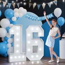4FT Large Light Up Marquee Numbers 16 for 16th Birthday Party Decorations