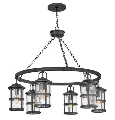 Hinkley Lakehouse 42" Wide Black 6-Lantern Outdoor Ring Chandelier - Picture 3 of 3