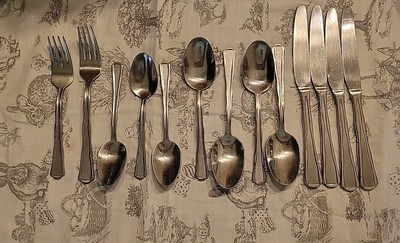 Lot of 13 Panorama Oneida Frost Handle Stainless Flatware Dinner Forks Spoons