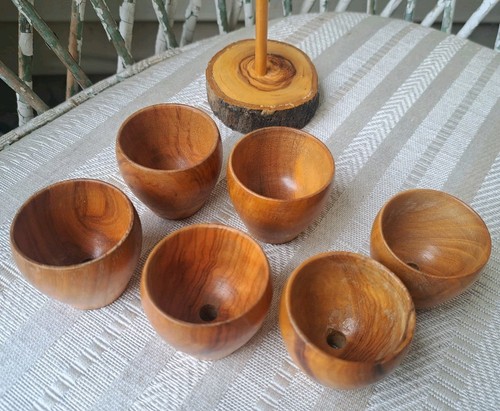 Set portauovo danese in legno vintage - Foto 5 di 6
