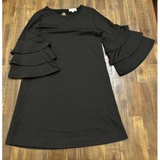 Simply Southern Dress Small Black Ruffle Bell Sleeve Keyhole Back