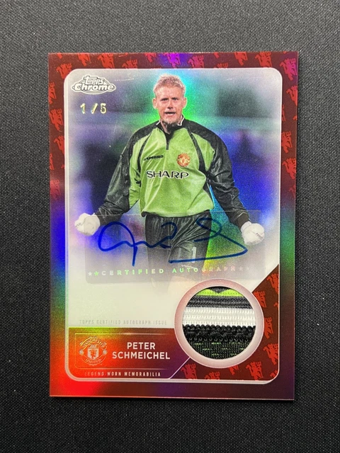 2025 Topps Chrome Manchester United Deluxe Peter Schmeichel Patch Auto Red /5