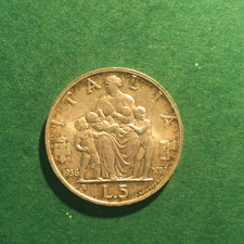 REGNO D'ITALIA VITTORIO EMANUELE III 5 LIRE 1936 FAMIGLIA VEDERE FOTO