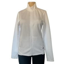 Adidas NWT Women  s Ribbed Full Zip Jacket   White   Golf Activewear   Medium NWT