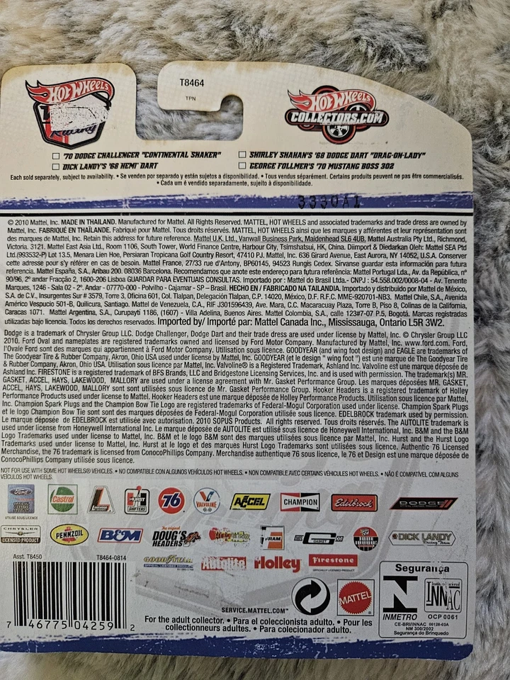 Dodge Dart 2010 Hot Wheels Vintage Racing Shirley Shahan's '68 Drag-On-Lady 7/30 Foto 4 de 4