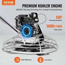 Power Trowel, 38” Walk-Behind Cement Trowel with Float Pan, Orange