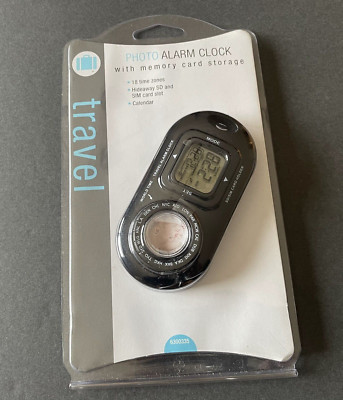 Travel 18 time zones, Photo Alarm Clock,  Memory Card Storage with Calendar