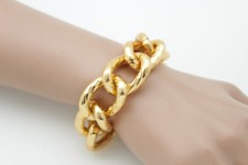Women Bracelet Gold Metal Chunky Chain Thick Links Wrist Fashion Jewelry Texture