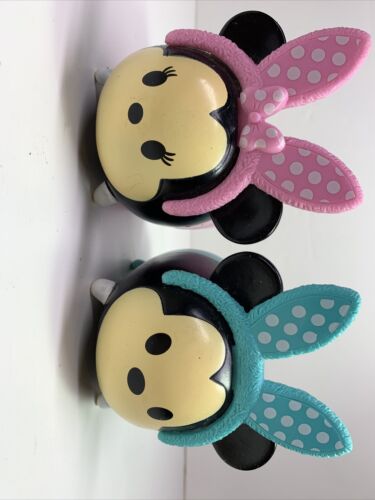 Disney Mickey et Minie souris bébés cochons bleu rose yeux noirs mignons F27 - Photo 1 sur 8