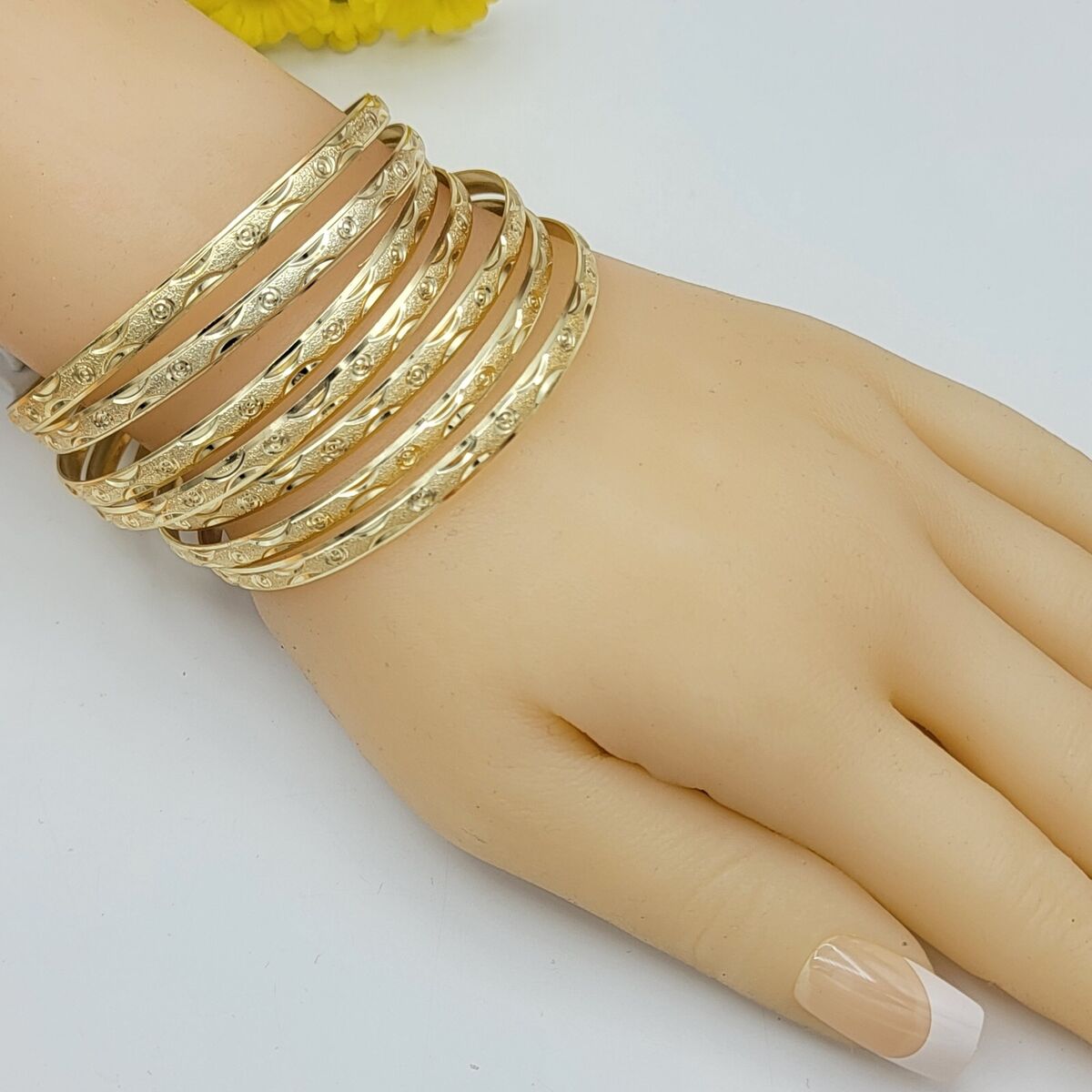 Blue Bangle Bracelet Set of 7 Silver Plate Varying Designs Blue Bangle Bracelet Set of 7 Silver Plate Varying Designs