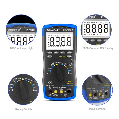 Multimeter True RMS Current Meter Auto Range Capacity Diode Continuity hFE Test - Picture 3 of 8