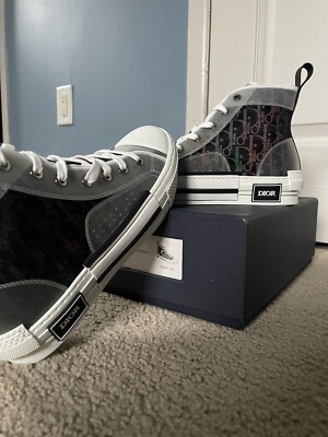NEW Dior B23 Black White Oblique Canvas Transparent Sneakers Shoes