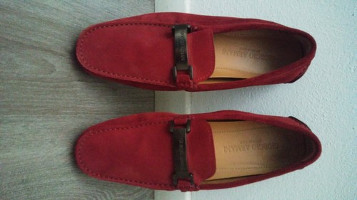 GIORGIO ARMANI MILANO mocassini da uomo in suede rossa | eBay