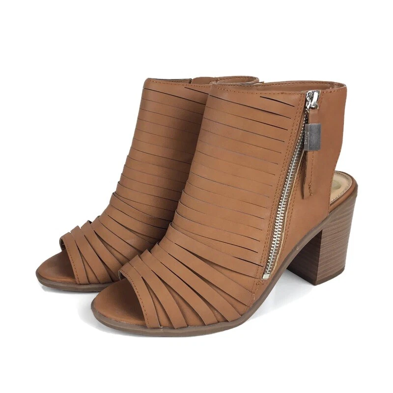 Circus Sam Edelman Kesler Booties Cognac Peep Toe Heels Womens 8.5 Boots Boho - Image 2 of 4