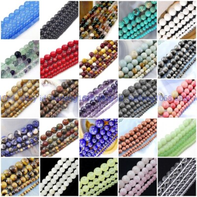 Großhandel Natürlicher Mehrfarbig Edelstein Runde Lose Perlen 4/6/8/10/12mm 15''
