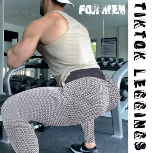 Männer Tik Tok Leggings Gym Sporthose Kompressions hohe Taille Jogginghose Yoga - Bild 4 von 26