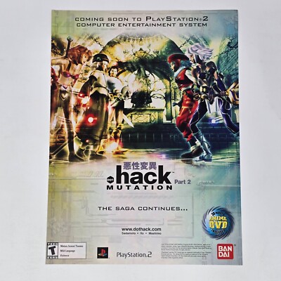 DOT Hack Mutation Part 2 PlayStation 2 PS2 Saga Continues Print Ad/Poster Art