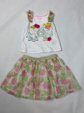 Tommy Bahama Kids Elephant Mesh Leaf Top Skirt Set Headband 5 6