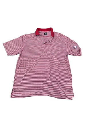 FOOTJOY x JAPAN Size Large Mens Red Sailor Stripe Golf Polo Shirt