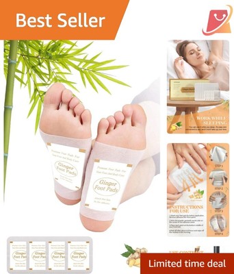 Natural Detox Foot Patches with Ginger & Bamboo Vinegar - 20 Packs for Foot Care