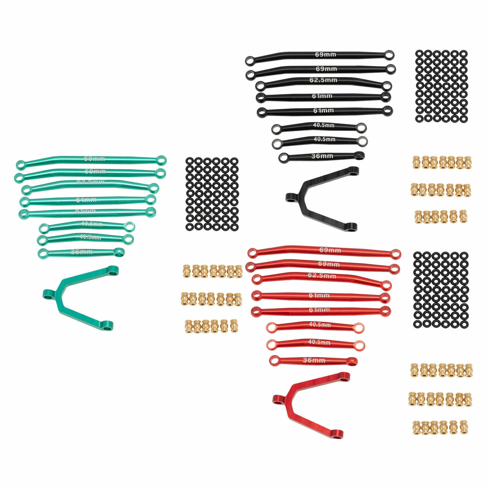 Aluminum Chassis+Steering Pull Link Rods for Axial SCX24 AXI90081 1/24 RC Car H