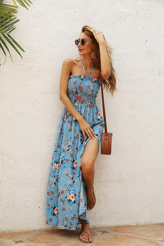 bohemian strapless maxi dress
