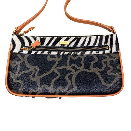 Auténtico bolso de hombro de cuero para mujer TOUS con piel blanca negra - Imagen 3 de 10