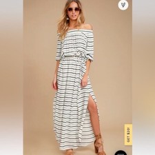 Faithfull the Brand Rae Black and White Off The Shoulder Dress.Size 2