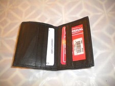 BLACK Genuine Leather Credit Card Card Holder MANY SPACES FOR CREDIT ID WINDOW