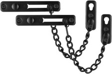 Door Chain Lock Black, Stainless Steel Door Guard with Spring Anti-Theft Press