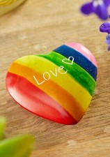 RAINBOW LOVE HEART PEBBLE soapstone stone fair trade Kenya handmade NEW!
